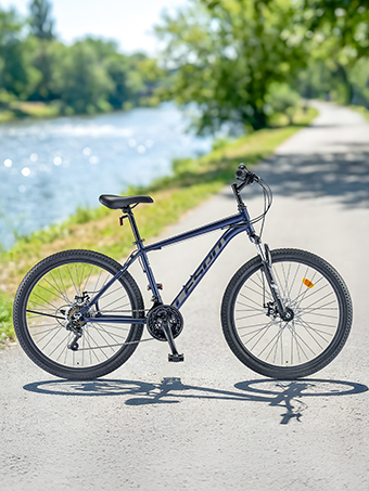 도심의 불규칙한 노면도 편안하게 </br>주행할 수 있는 MTB 스타일의 자전거